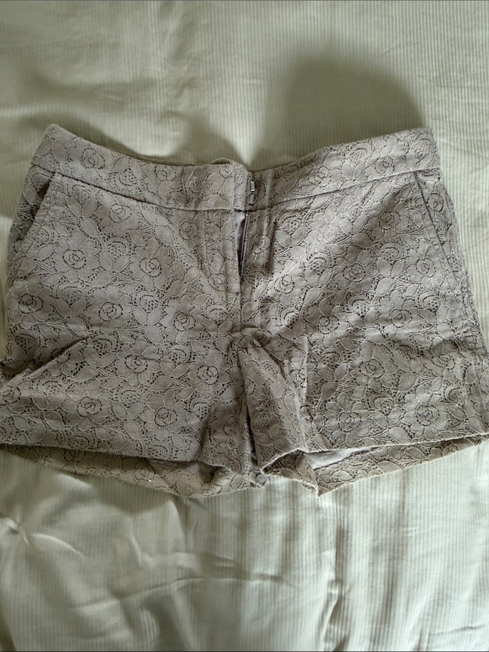 Cynthia Rowley Taupe Lace High-Waist Shorts